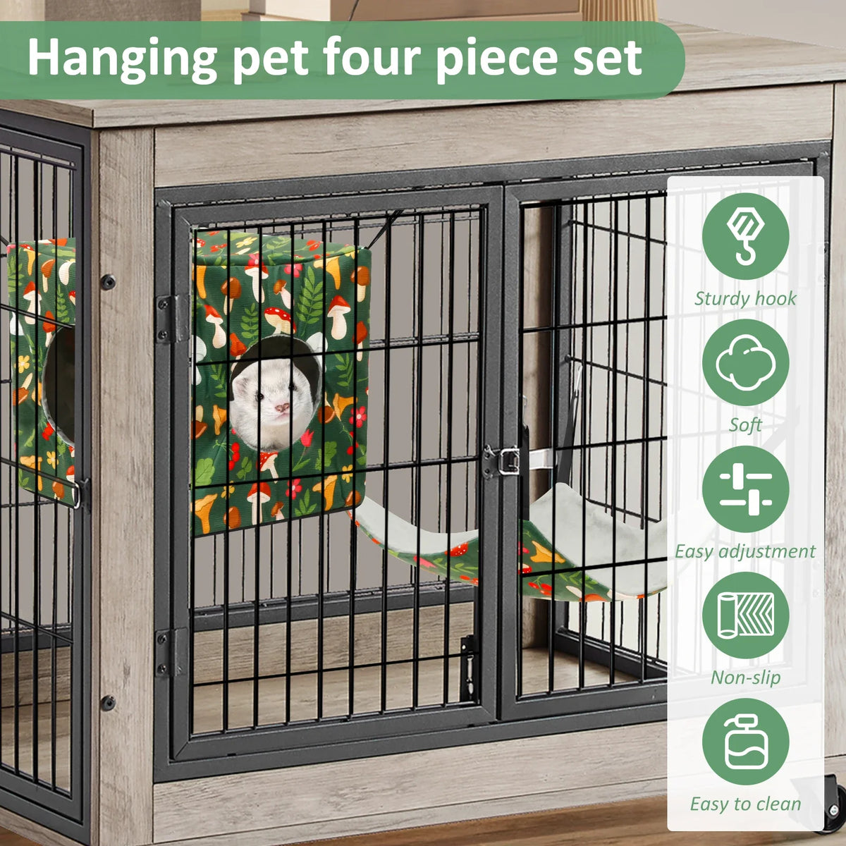 4Pcs Hamster Hammock Set Washable Guinea Pig Hideout Bed Soft Ferret Hanging Nest for Chinchilla Glider Squirrel