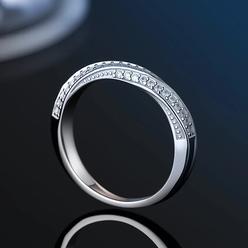 925 Sterling Silver Female Single Tail Ring100% Pass Diamond Tester Pen Moissanite Ring Matching Wedding Diamond Band for Women