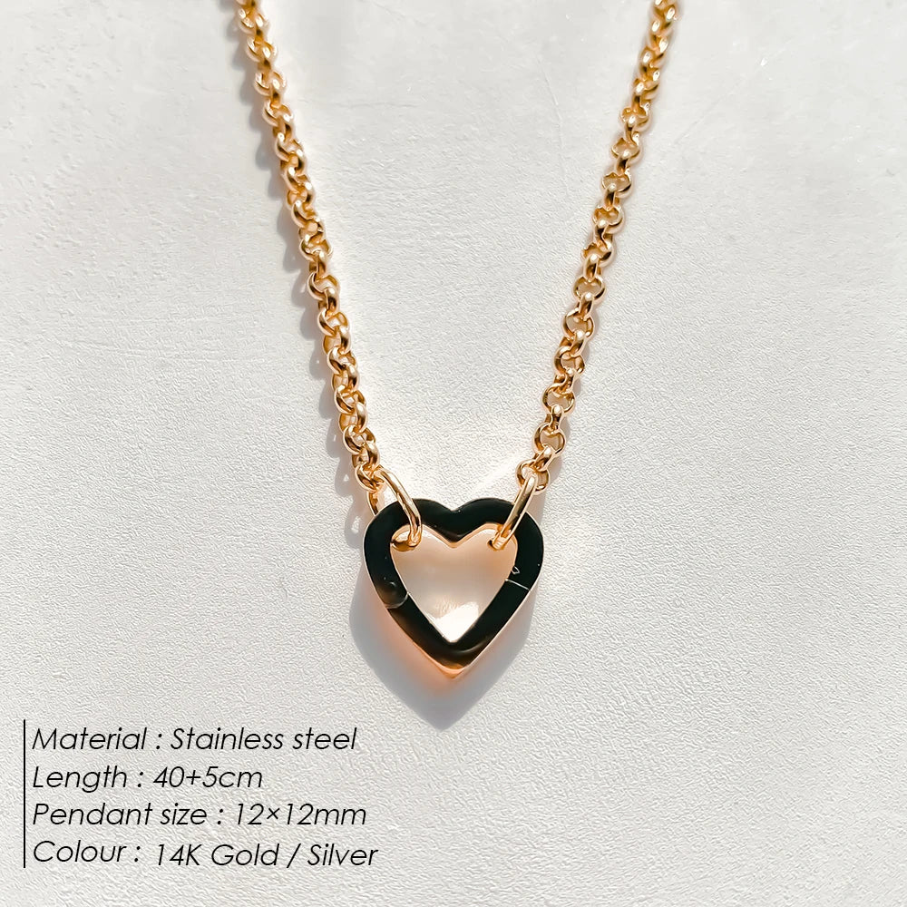 EMANCO Charm Necklace Heart Lock Link Pearl Chain for Handmade DIY Pendant Accessory Stainless Steel Women's Waterproof Jewelry