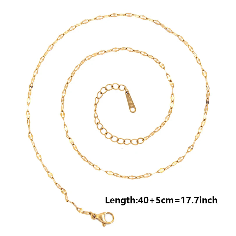 10pcs/Lot Gold Color Stainless Steel Chain 45cm Adjustable Necklace Width 1.2/1.5/1.6/2.2/2.5/3mm Men Women Jewelry Chain Bulk