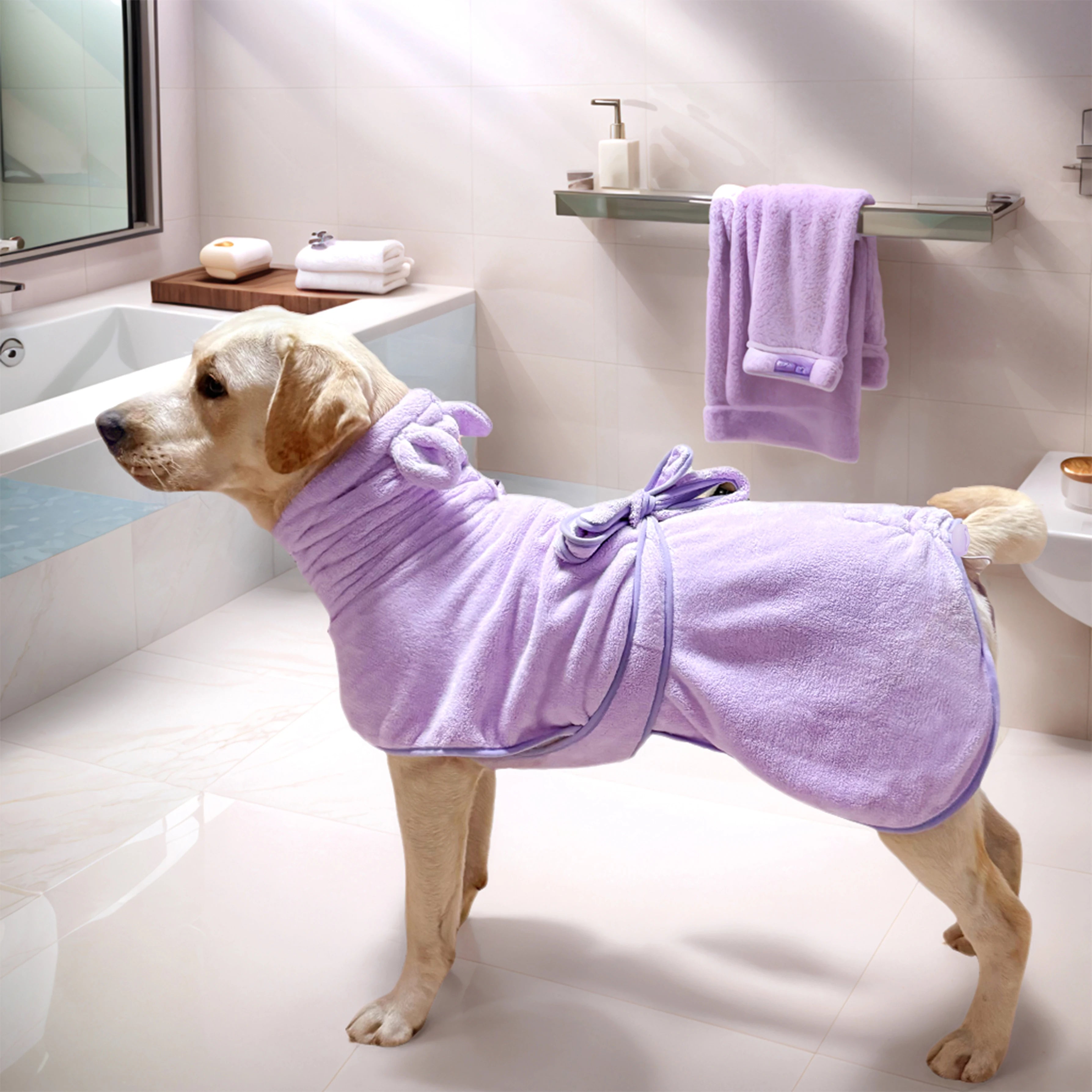 Quick Drying Soft Pet Bath Towel Robe Absorbent Soft Pet Bathrobe Dog Bath Towel for Small Big Medium Dogs and Cat