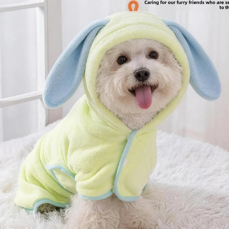 Pet Hooded Towel Bathrobe – Absorbent Cute Soft Warm Adjustable Towel for Small and Medium-Sized Dogs and Cats