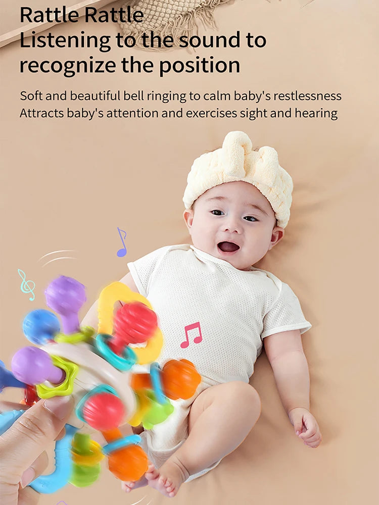 Baby Manhattan Ball Toy Montessori Teether Rattle for 0-18 Months Newborn Soothing Toy Easter Ramadan Gift for Boys Girls