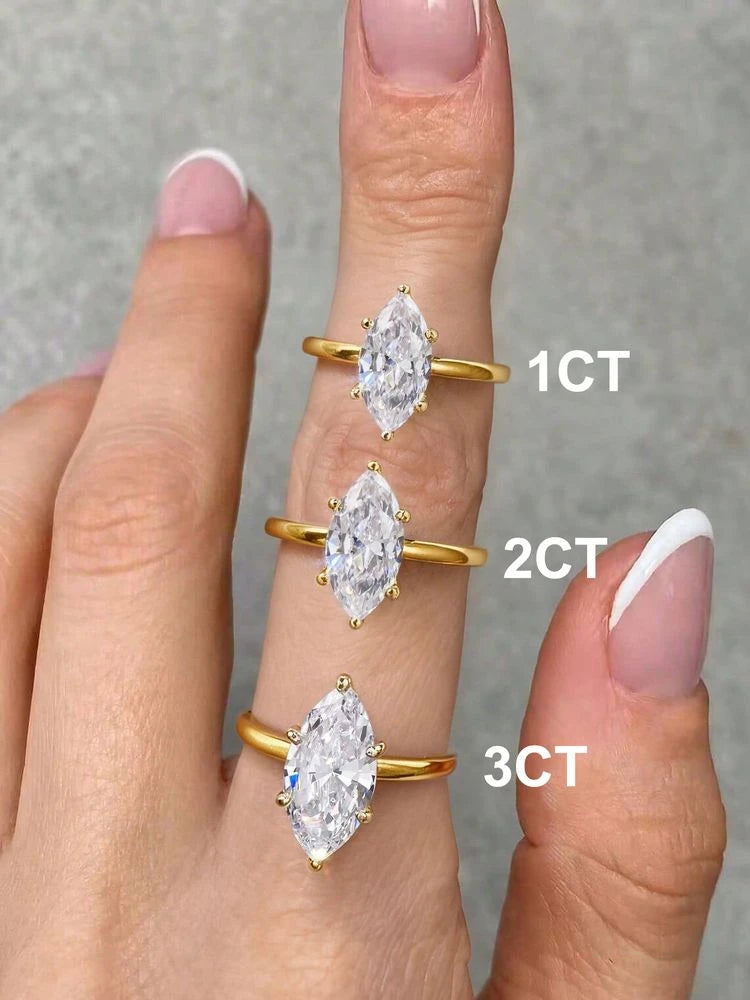 Larmor 925 Sterling Silver Classic 1-3 Carats Marquise Zircon Ring For Women Engagement Wedding Luxury High Quality Fine Jewelry