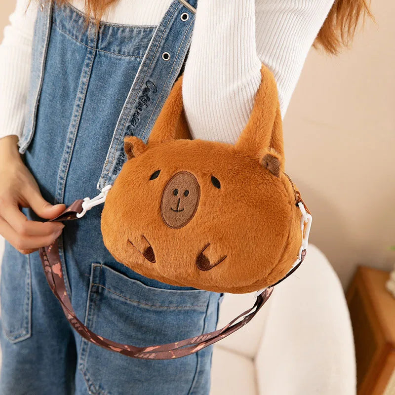 Kapibara Plush Backpack Large Capacity Convertible Handbag Crossbody Cartoon Stuffed Animal Tote Bag Kis and Girls Birthday Gift