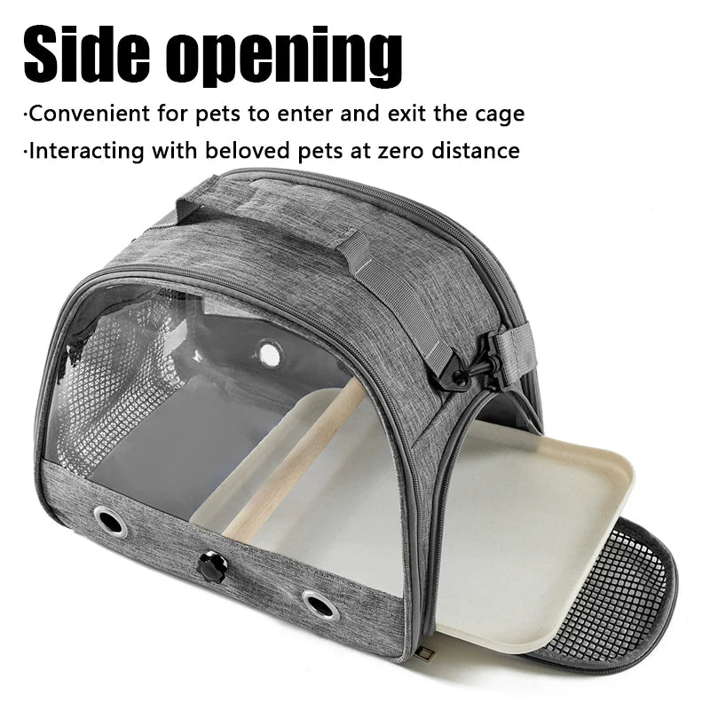 Bird Travel Carrier Portable Transport Bird Cage With Tray Small Pet Multi-functional Parrot Bird Bag Outdoor Cat Carrier
