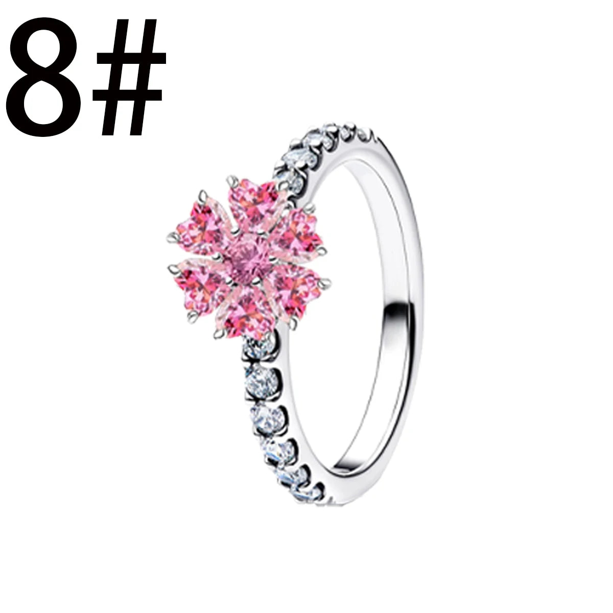 Hot Sales 925 Sterling Silver Pink Flower heart Ear Stud Ring Pendant Bead fit DIY Women's Bracelets Necklaces Jewelry Gifts