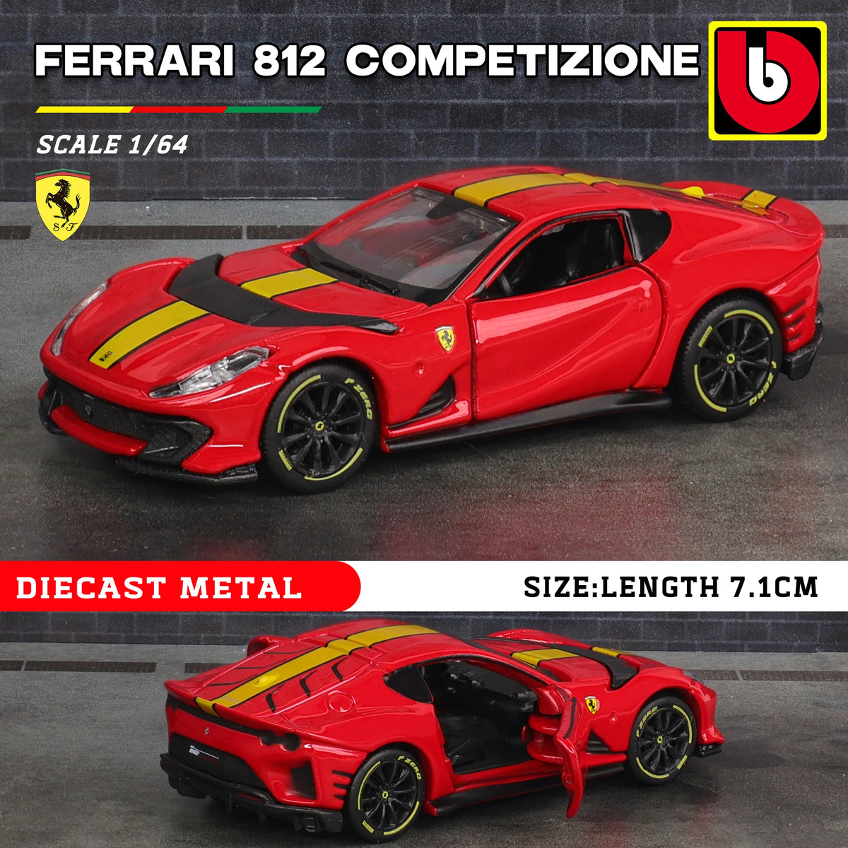 Bburago1:64 Ferrari E812 COMPETIZIONE Model Small Collection Car Alloy Model Toy Gift Scene Decoration Classic and Exquisite