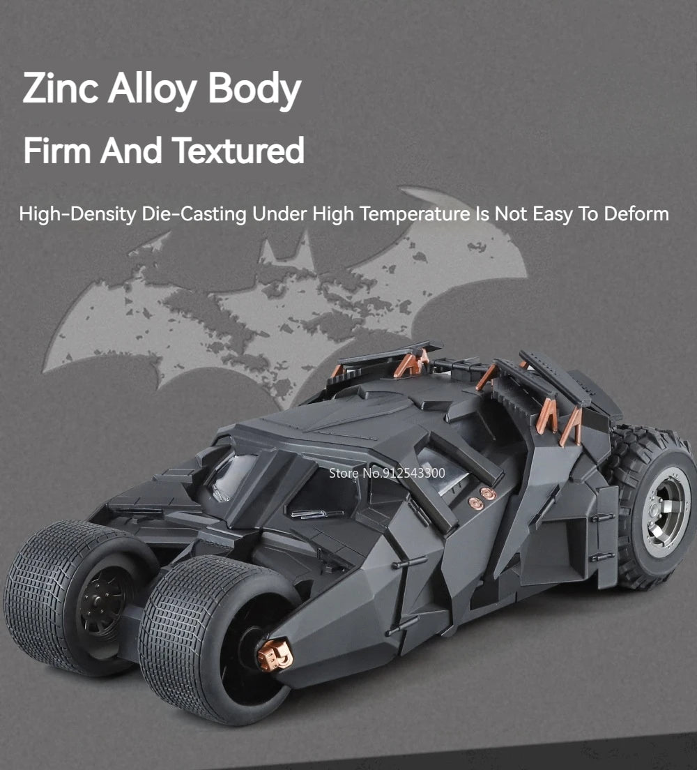 Large Scale 1:18 Batmobile Car Model Toy The Dark Knight Trilogy Sound Light Sliding Spray Alloy Vehicle Models Ornaments Gifts