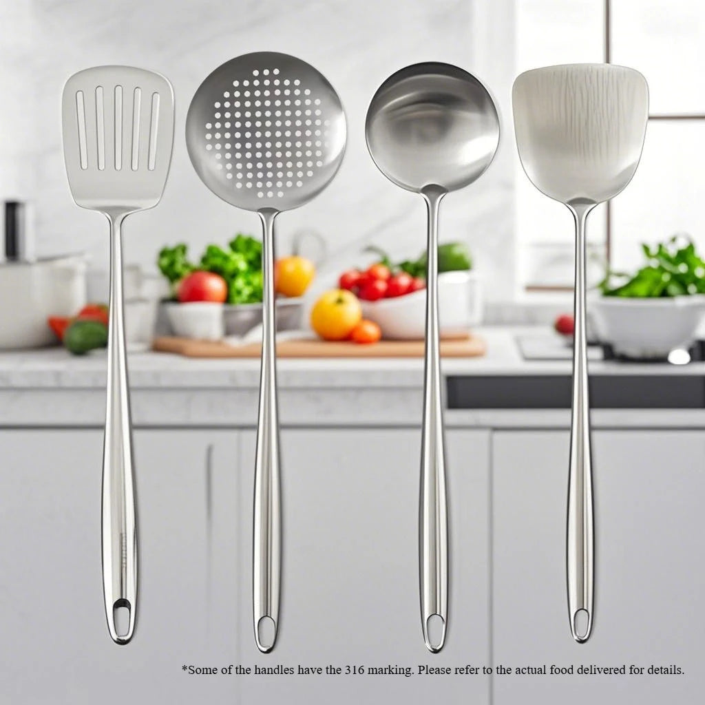 Food Stainless Steel Wok Spatula Metal kitchen utensils Slotted Turner Spoon Ladle Cooking Tools Utensil Set Kitchen Accessories