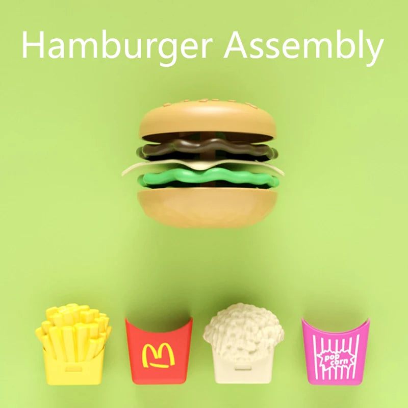 Kids Mini Kitchen Toy Detachable Snack Hamburger Cookie Miniature Accessories Plastic Pretend Toy Play House Food Sets Gift Boys