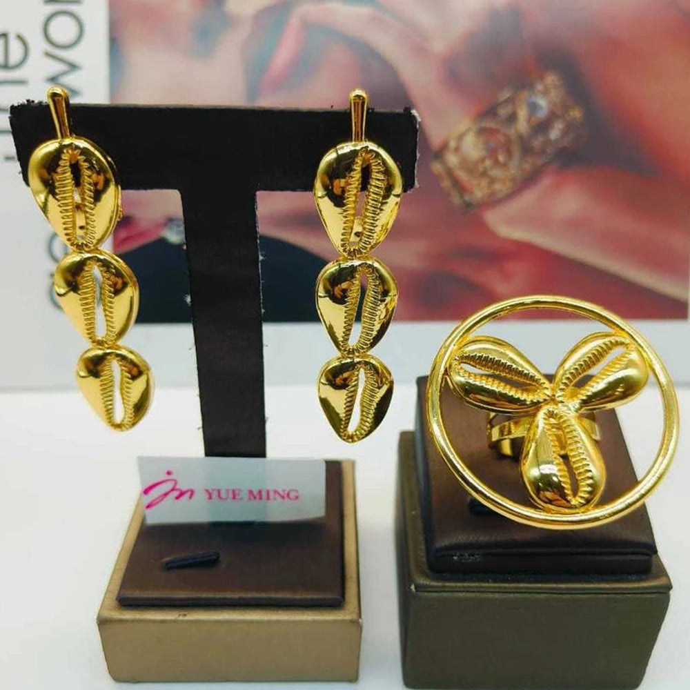 2pcs Jewelry Sets For Women Hollow Geometry Earrings Temperament Adjustable Ring Holiday Party Gifts Fashion Jewelry Accessories