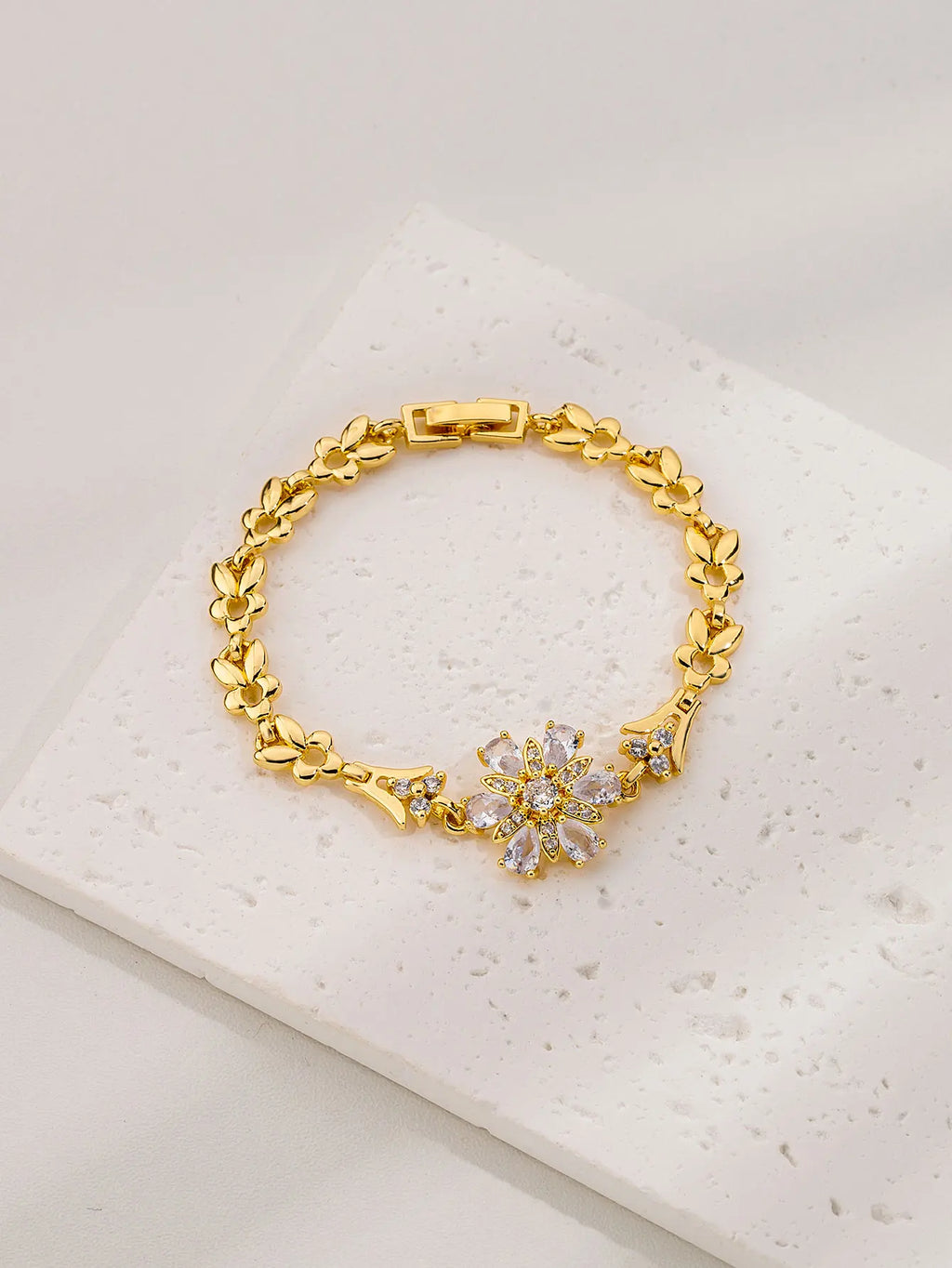 FanSibao Newly Designed Tricolor Zircon Pendant Necklace Earrings Bracelet Stainless Steel Jewelry Set Gift for Women