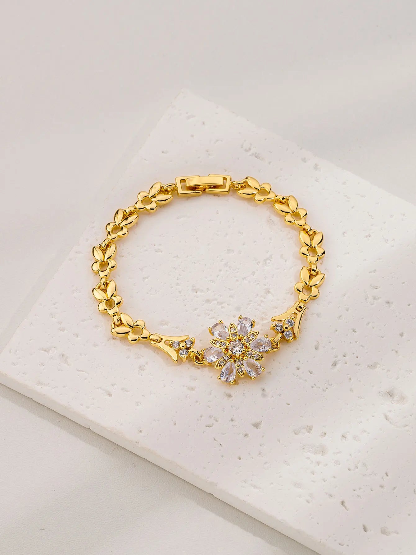 FanSibao Newly Designed Tricolor Zircon Pendant Necklace Earrings Bracelet Stainless Steel Jewelry Set Gift for Women