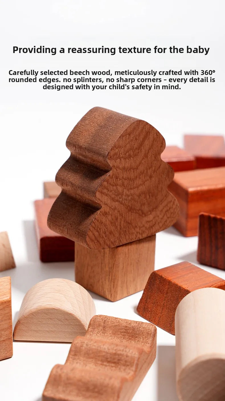 Kawaii 100Pcs Unpainted Beech Wooden Large Building Blocks Toddler Stacking Construction Preschool Educational Gift