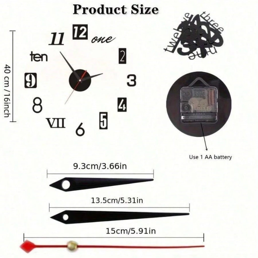 New Modern Design Large Wall Clock 3D DIY Quartz Clocks Fashion Watches Acrylic Mirror Stickers Living Room Home Decor Horloge