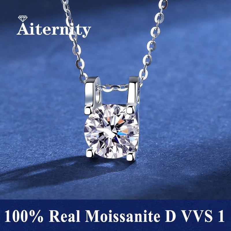 Fashion Luxury Trendy Classic 1ct GRA Moissanite Irregular Sqaure Necklace For Charm Women 925 Silver Party Jewelry Gift