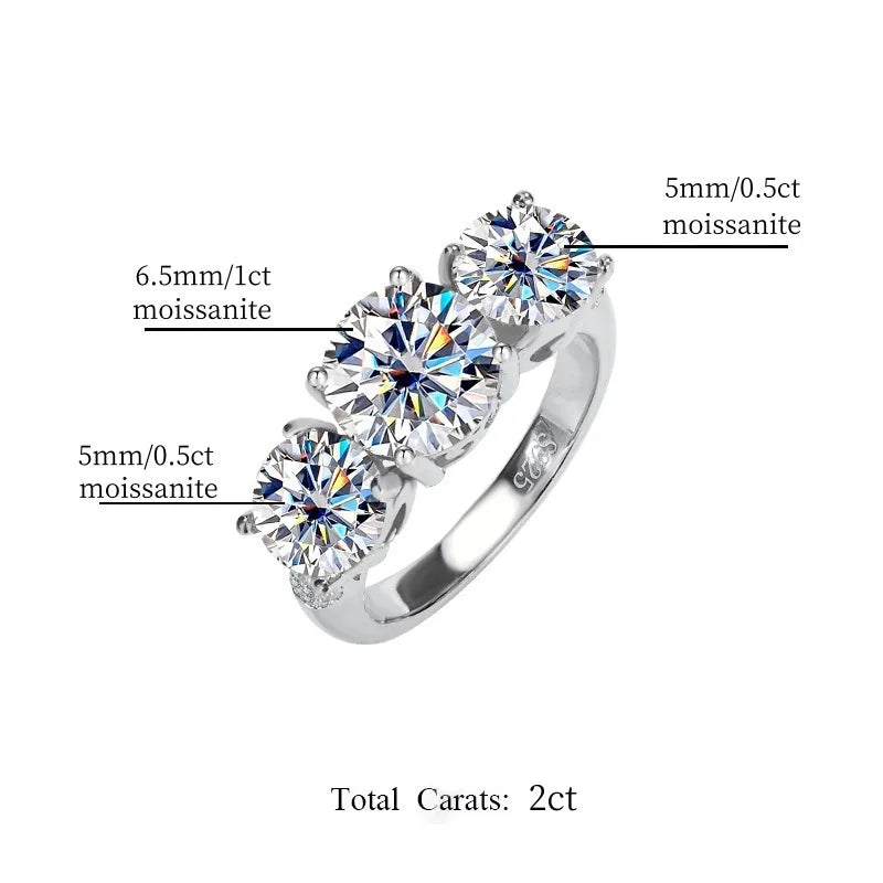 JoyceJelly S925 Sterling Silver Colors Moissanite Ring 2CT 4CT Total Full Moissanite Diamond Jewelry For Wedding Engagement Gift