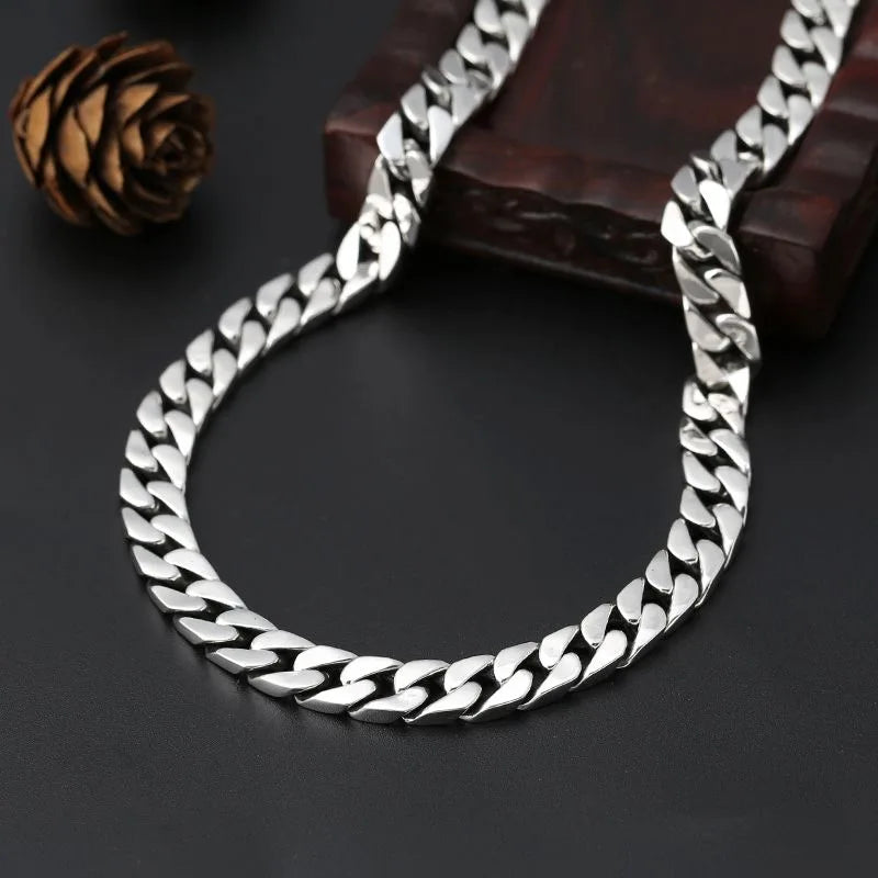 100% S925 Sterling Silver Necklace 7MM 8MM 10MM Punk 925 Silver Chains Original Certified Jewelry Gifts