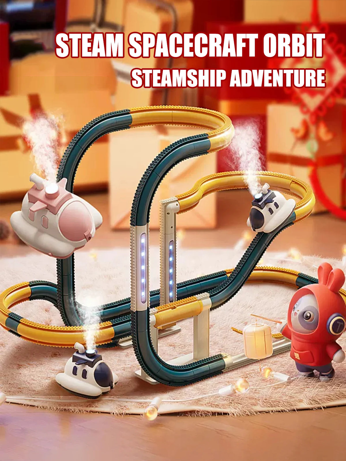 30pc High Quality Christmas Gifts Box for Boys DIY Track Assembly Toys Little Car with Steam Family Party Kids Interactive Toy