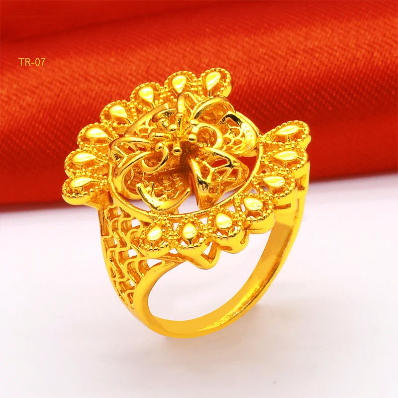 ANIID Dubai Gold Color Ring For Women Resizable Brazilian Wedding Bride Arabic Ethiopian Finger Ring Nigerian Jewellery Moroccan