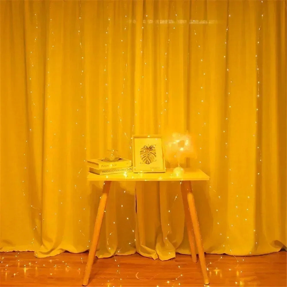 1pc 6x3/3x3/3x2/3x1m USB LED Curtain String Lights Bedroom Christmas Garland Fairy Lamp Wedding Party Home Decoration Lighting