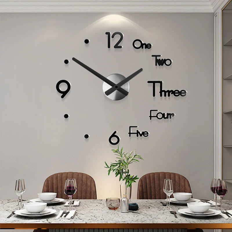 Fashion 3D Big Size Wall Clock Mirror Sticker DIY Brief Living Room Decor Meeting Room Wall Clock