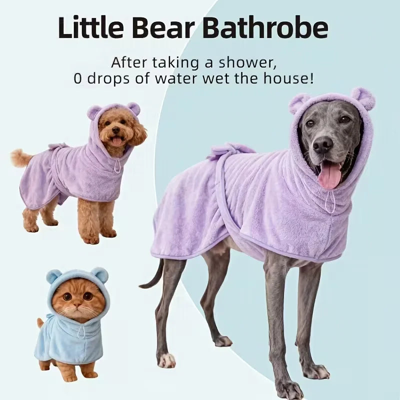 Quick Drying Soft Pet Bath Towel Robe Absorbent Soft Pet Bathrobe Dog Bath Towel for Small Big Medium Dogs and Cat