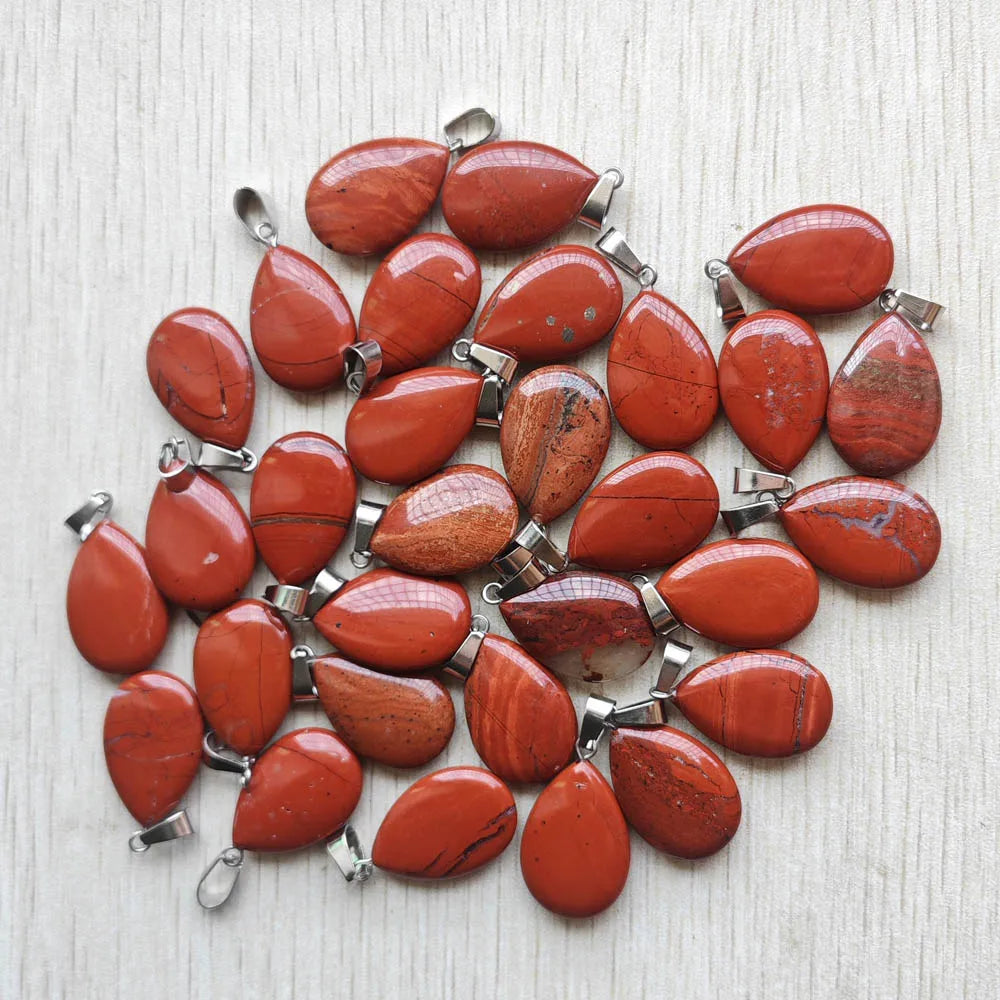 Wholesale 50pcs/lot 2023 trendy hot sell natural stone water drop shape pendants  charms for Necklaces making Fast shipping