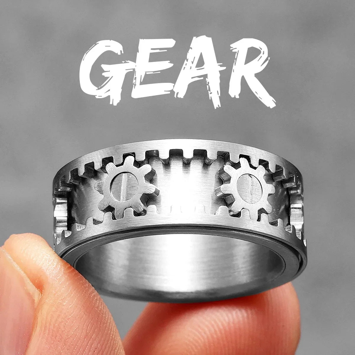Fidget Spinner Gemstone Gear Men Rings Stainless Steel Women Jewelry Punk New in Rock Hip Hop Fashion Accessories Gift Wholesale