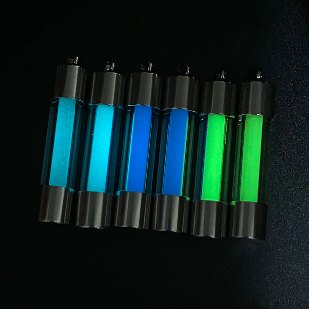 Outdoor signal light luminous tube pendant edc keychain luminous pendant stainless steel glass material luminous pendant