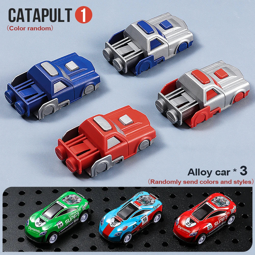 Multi Track Racing Car - Sliding Catapult - Durable and Anti Fall Launcher - Catapult Racing Car Set - Puzzle Education, Brain D