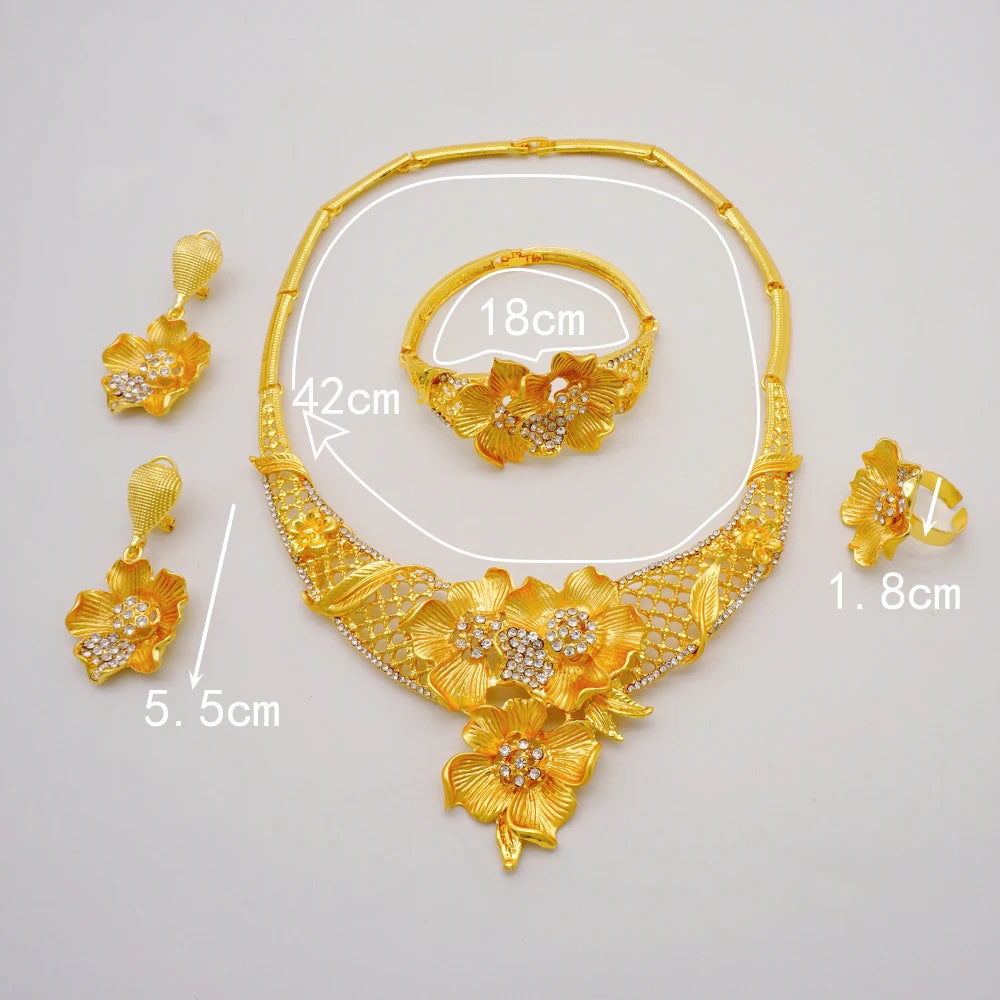 Ethiopian Fashion Women's Jewelry Set African Wedding Jewelry Set Necklace, Bracelet, Earrings, and Ring Set