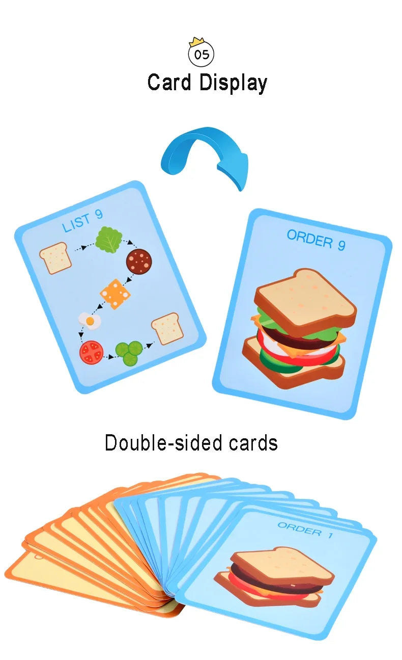 Children Pretend Play Kitchen Wooden  Toys Hamburger Sandwich Simulation Food Matching Games Montessori Educational Stacking Toy