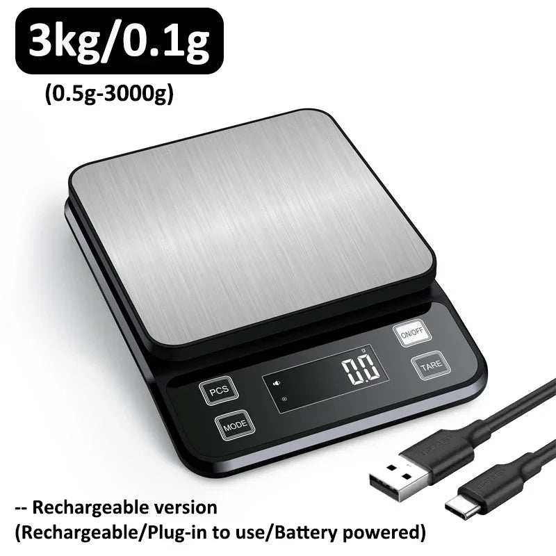 3/5/10kg 0.1g Food Scale Digital Electronic Kitchen Scale Fully Waterproof Stainless Steel Scale Food Snack Weighing Baking Tool