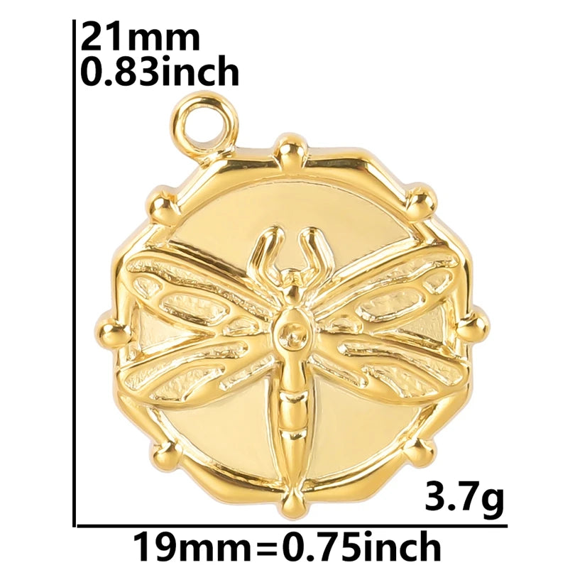 10PCS Ancient Egyptian Scarab Beetle Pendants Charms Stainless Steel Dragonfly Butterfly Pendant for Jewelry Making DIY Necklace