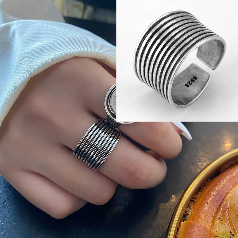 Sam Panda 925 Sterling Silver Mask Ring For Women Gift Frosting Vintage Irregular Personality Punk Jewelry Dropshipping