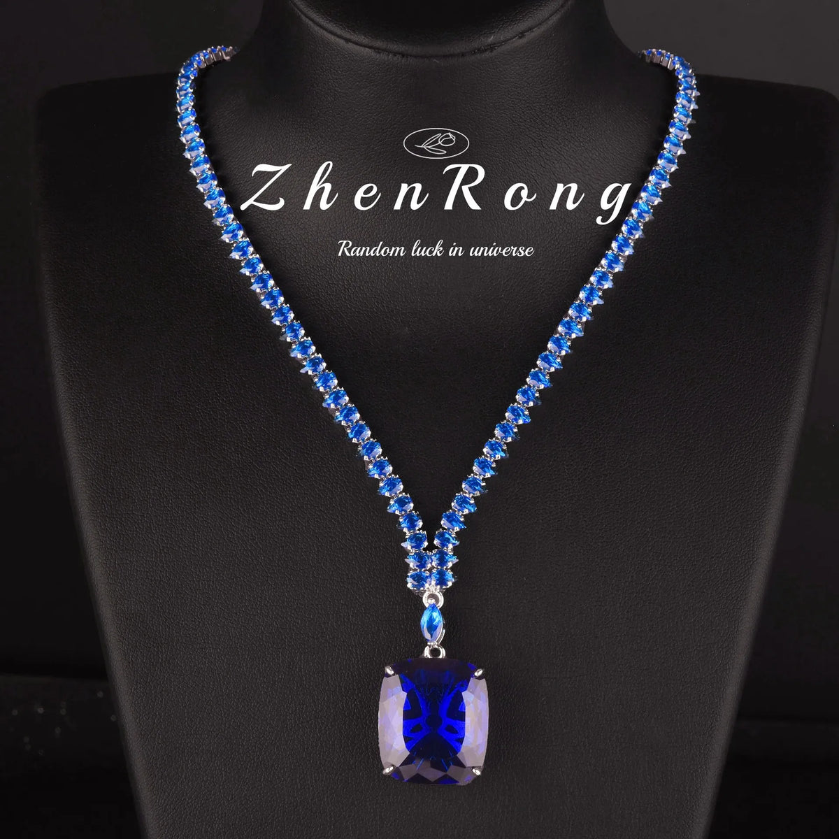 Foydjew Luxury 20 Carat Yellow/Red/Blue/Green Color Large Gemstone Jewelry Sets Pendant Necklaces Earrings Rings For Women