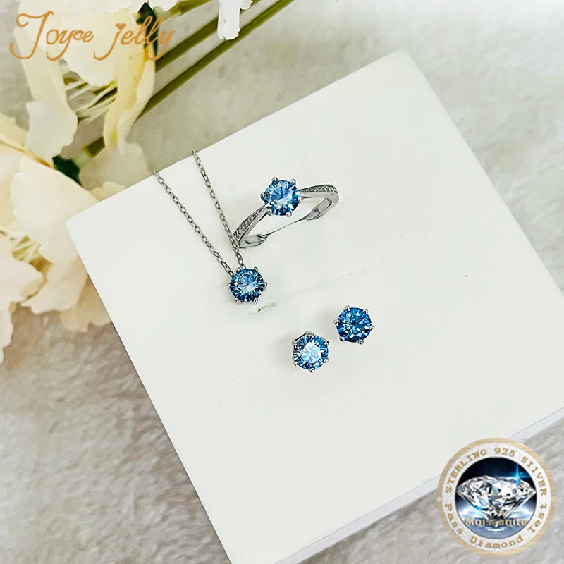 JoyceJelly Moissanite Jewelry Set With 1CT D Color VVS 3EX moissanite stone pass diamond test Wedding Luxury Fine Jewelry gift