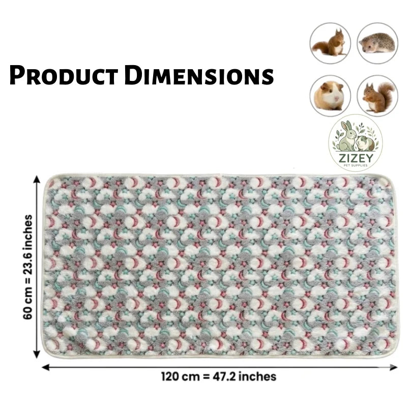 Reusable Small Animal Cage Pad, 47in×24in, Guinea Pig Cage Liner, Reusable Bedding Perfect Fleece Liner for Guinea Pig & Rabbit