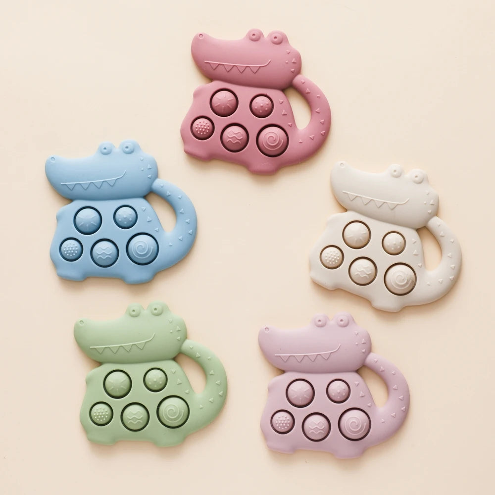 1pc Silicone Baby Toys 0-12 Baby Teether Toys Baby Fidget Toys Teething Sensory Toys Silicone Hand Bell Silicone Soothing Toys