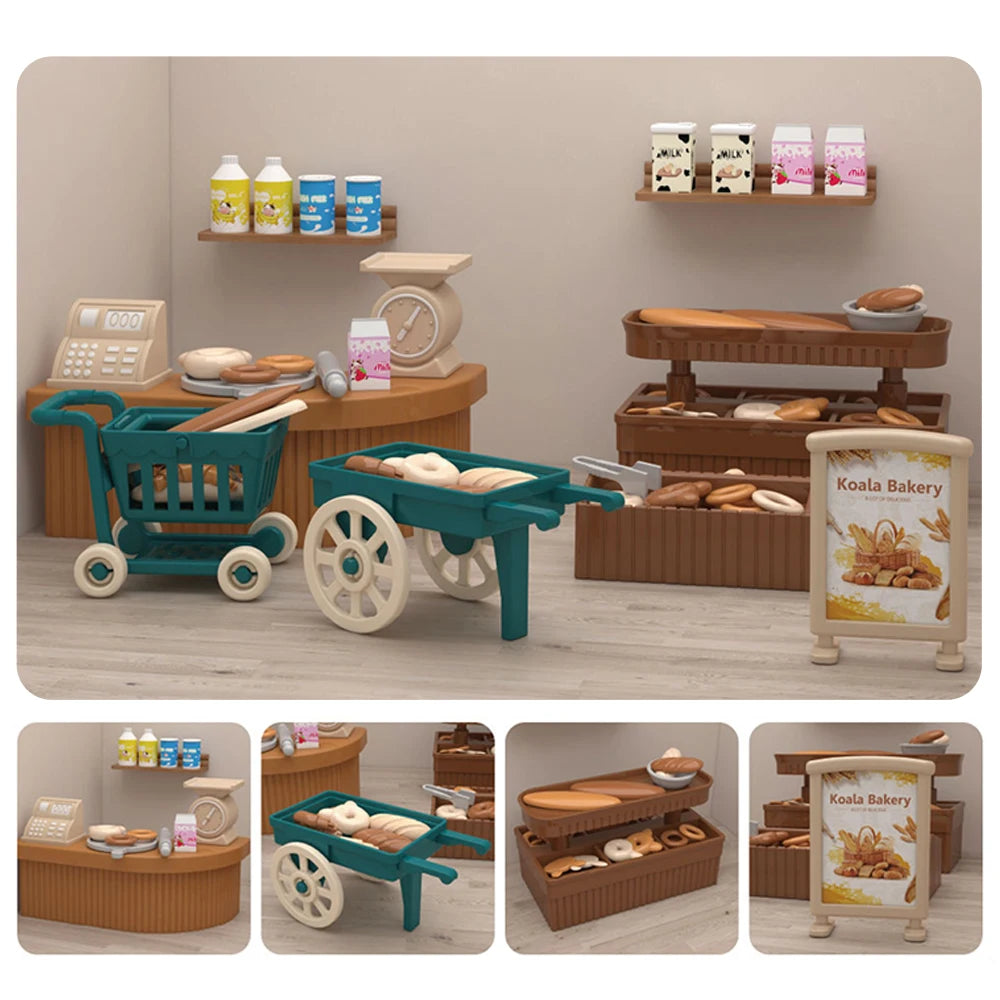 1/12 Dollhouse Furniture Living Bedroom Kitchen Bathroom Set Forest Animal Family Miniature Simulation Doll Accessories DIY Toy