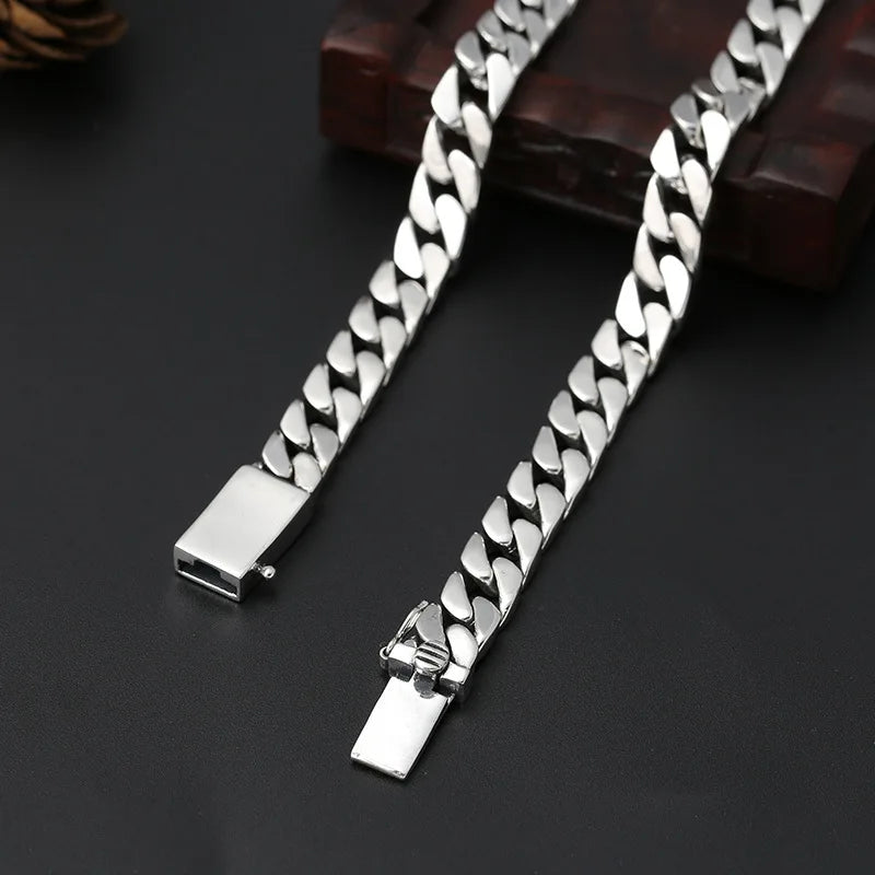 100% S925 Sterling Silver Necklace 7MM 8MM 10MM Punk 925 Silver Chains Original Certified Jewelry Gifts