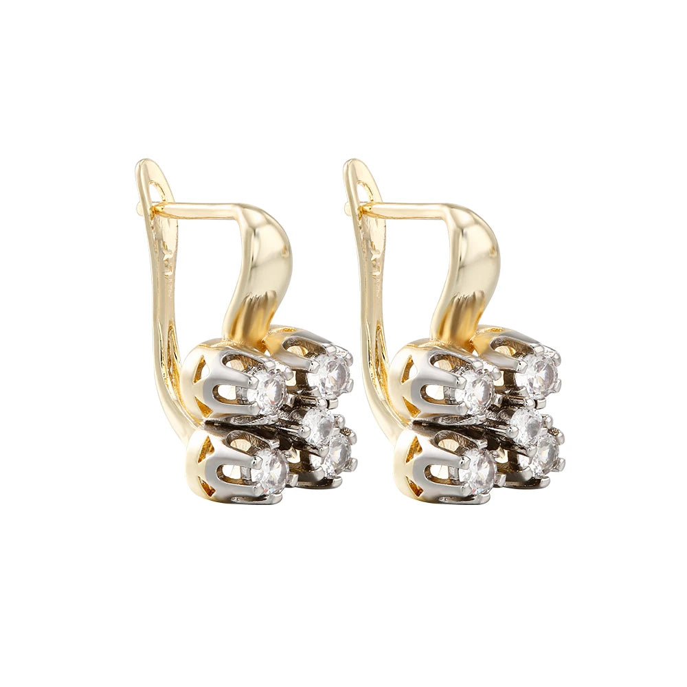 Simple and Exquisite Inlaid Zircon Two-Tone Jewelry Set Copper Plated 14K Gold Fashion Jewelry Birthday Party Wedding Souvenir