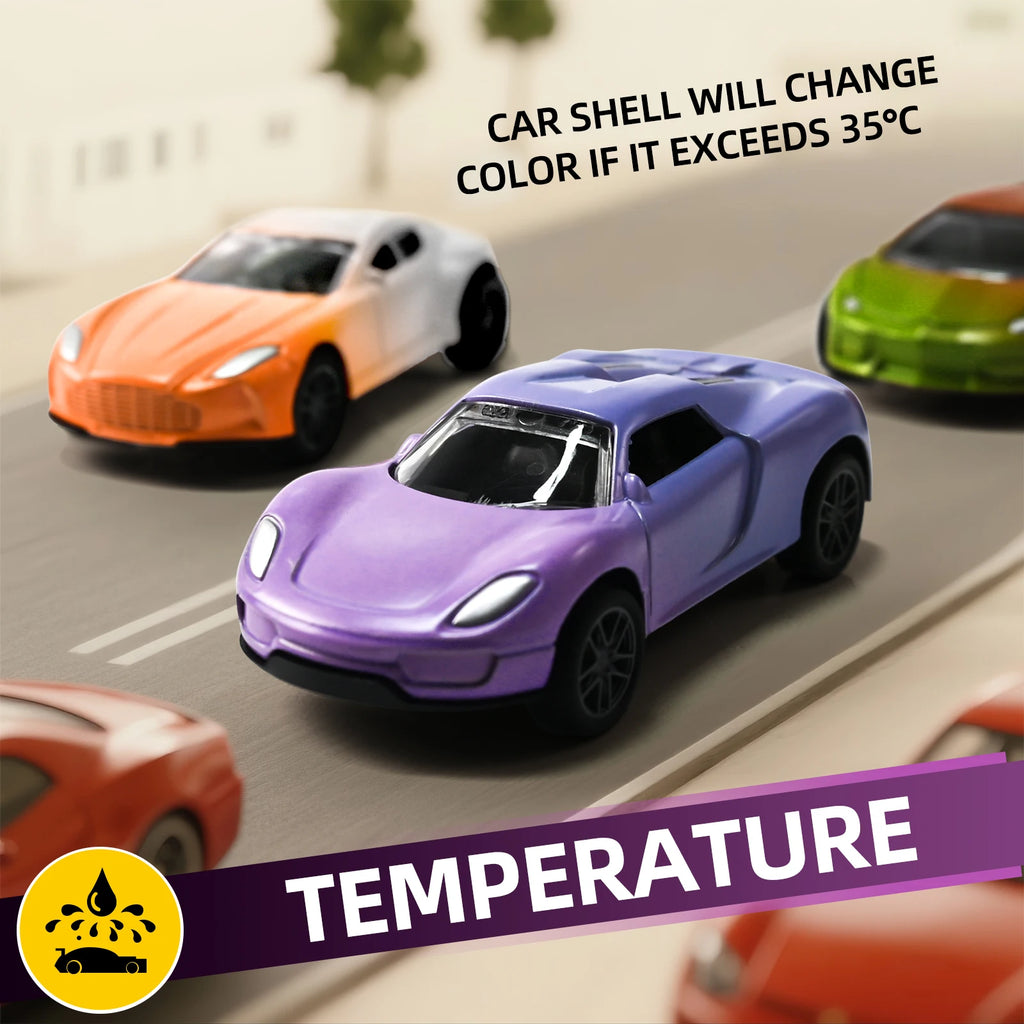 1:64 Alloy Racing Car Inertia Pull Back Toy with Temperature Sensitive Color Changing Magic Crash-Resistant Birthday Gift