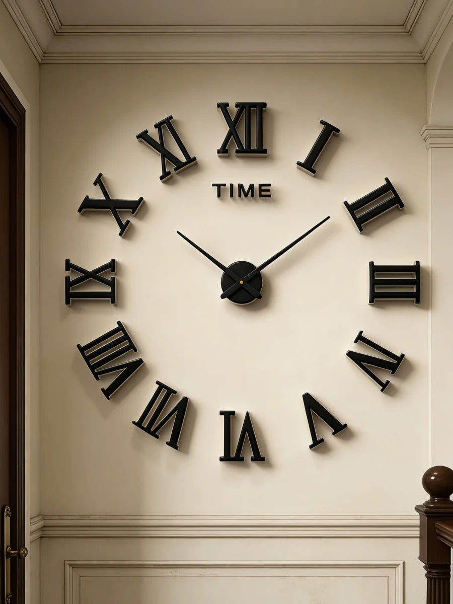 2D/3D Large Roman Numeral Acrylic Mirror Wall Clock Sticker Fashion DIY Quartz Clocks Watch Home Decoration Living Room Stickers