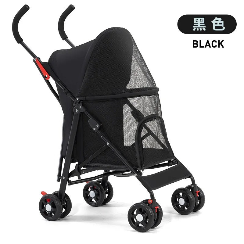 Cool Mesh Pet Stroller for Small Dogs and Cats Lightweight Suitable for All Road with Removable Liner Safety Tether Easyto Store