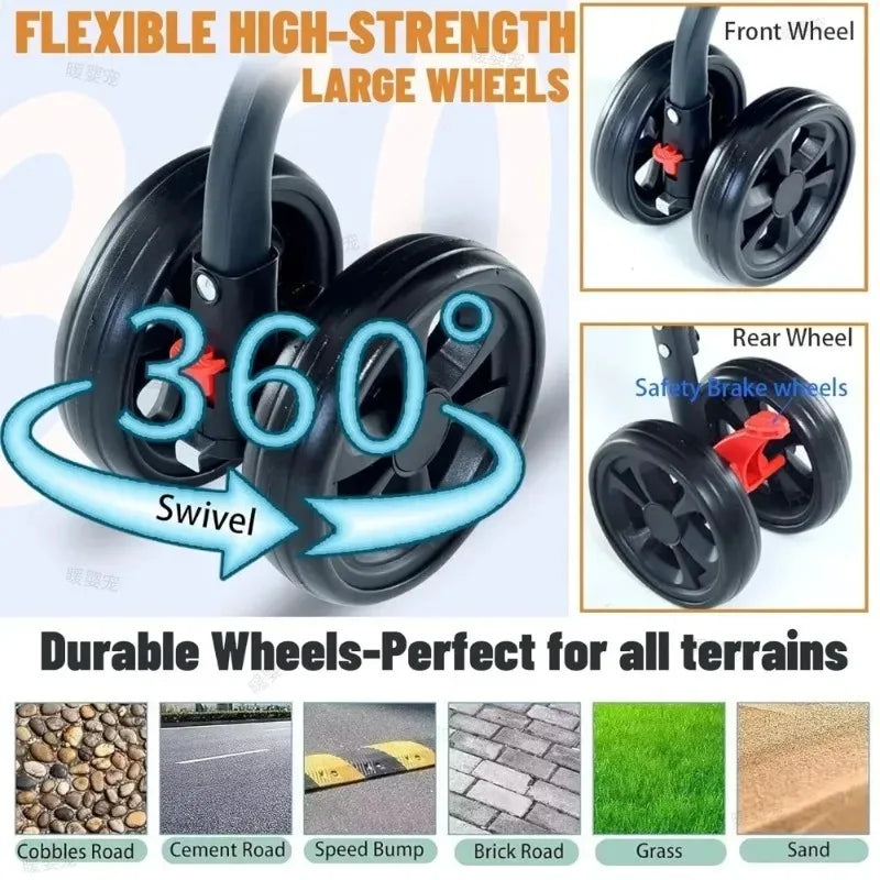 Foldable Pet Car Strollers 3in1 Outdoor Cart Specifically Designed for Walking Dogs Infants Medium-sized Small Dogs Cats