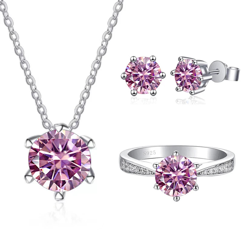 JoyceJelly Moissanite Jewelry Set With 1CT D Color VVS 3EX moissanite stone pass diamond test Wedding Luxury Fine Jewelry gift