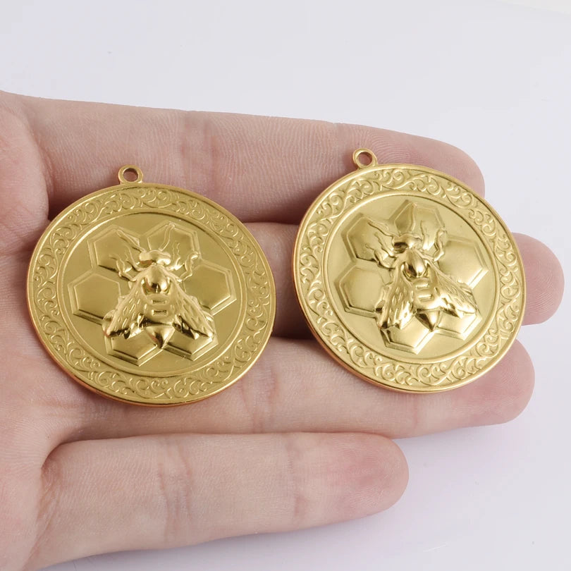 5pcs Stainless Steel Bee Spider Cicada Butterfly Dragonfly Flower Tree Grass Pendants Insects Charms Jewelry Making Accessories